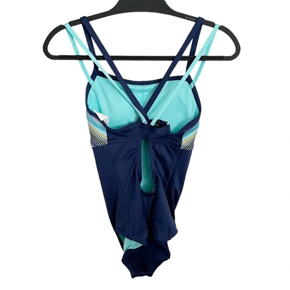 Nike Striped Double Crossback One-Piece Swimsuit M - Picture 5 of 15